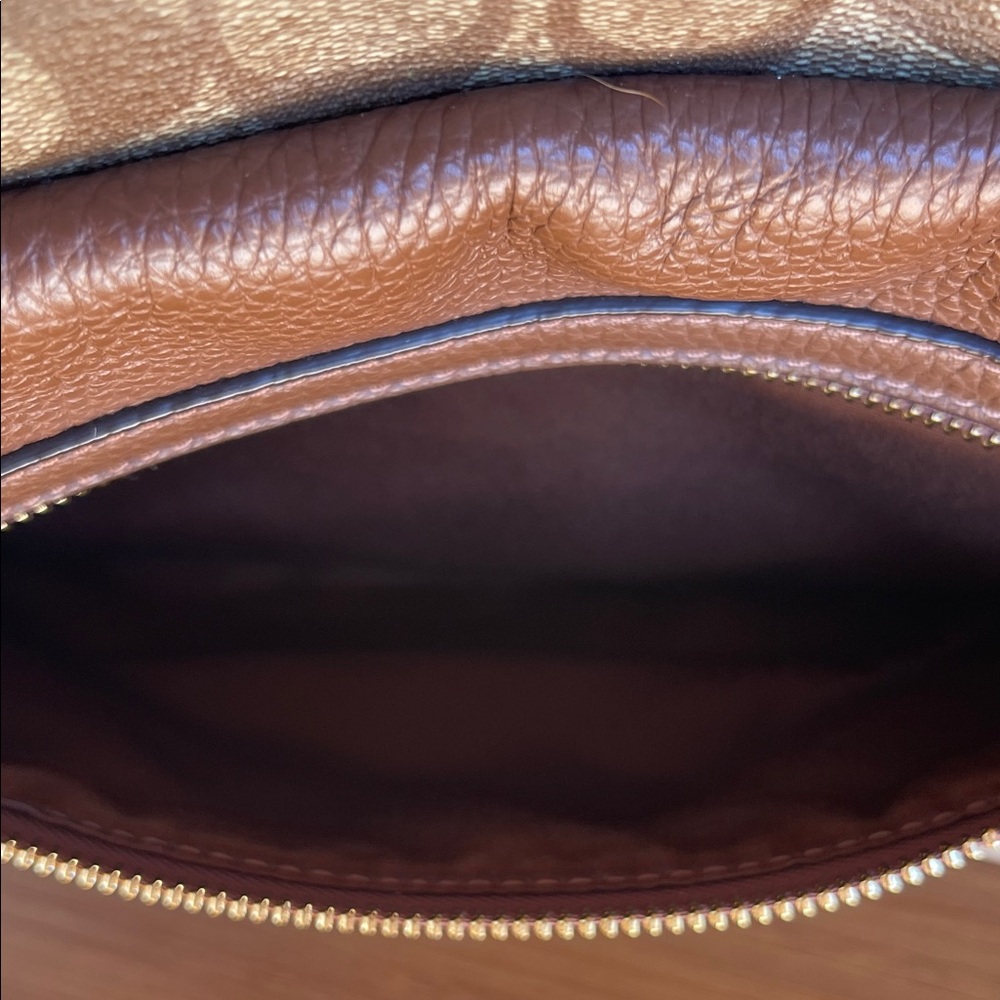 Coach Signature Tan and Brown Leather & Canvas & Leather Backpack - Picture 12 of 13